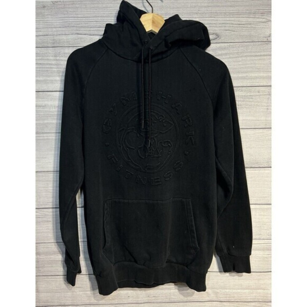 Gymshark Pullover Hoodie Mens Size S BLACK  Long Sleeve EMBOSSED LOGO
